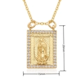 Θρησκευτικό μενταγιόν Guadalupe 18k επιχρυσωμένο με ζιργκόν και αλυσίδα σταυρού - Ορθογώνιο Στυλ Παναγίας της Γουαδαλούπης (E040)