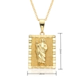 18k gold plated religious saint pendant necklace with St Jude relief on O-chain - Saint Jude Rectangle Relief (C495)
