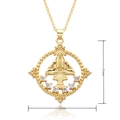 Detailed view of a 31mm 18k gold-plated religious pendant with carved figure and zircons - Round Hollow Zircon Religious Icon (C496)