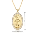 Pendentif Vierge Marie en cuivre plaqué or 18k avec sertissage de zircons étincelants - Vierge Marie Ovale Strass Blanc (F020)