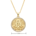 Collar de la Virgen María en cobre bañado en oro de 18k con halo de circonitas, tamaño 22mm - Estilo Nuestra Señora de Guadalupe (C007)