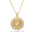 Collar religioso de la Virgen María en cobre bañado en oro de 18k con circonitas - Estilo Virgen María (C008)