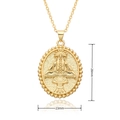 18k gold plated religious deity pendant necklace in oval shape with zircon, 28mm x 23mm - Oval Beaded Edge Relief (C499)