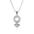 Hip hop zilveren ketting met mannelijk symbool hanger bezet met zirkonia diamanten - Zilver