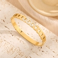 Elegant gold twisted chain bangle with white zircon pavé setting on a stone display - Gold