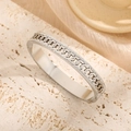 Polished titanium steel bangle with double-layer zircon inlay and hollow chain design - Steel