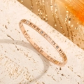 Bracciale rigido in oro rosa con numeri romani e cristalli su pietra naturale - Oro rosa