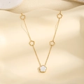 Elegant gold titanium steel necklace with white shell flower pendant for women - Single Sided White Shell Flower Style (X018)