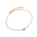 Mini round zircon solitaire pendant on a rose gold stainless steel link chain necklace - Single Rhinestone Bracelet - Rose Gold