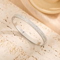 Polished silver titanium steel bangle with double row micro-pave crystals for women - Four Row Rhinestone Style (Z618) / Steel