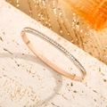 Rose gold titanium steel bracelet with full square cubic zirconia stones and side clasp - Rose Gold