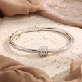Luxurious silver-tone bracelet with crystal-studded cylinder and micro-pave detailing - Steel