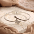 Elegant 18k silver-plated butterfly bangle with frosted details and diamond accent - Steel