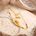 Adjustable 18k rose gold plated butterfly cuff bracelet with frosted finish and zircon - Gold