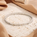 Polished silver titanium steel double heart zircon bangle with a minimalist design - Steel