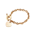 Bracciale a catena in acciaio inossidabile dorato con ciondolo a cuore e chiusura OT - Oro rosa