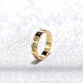 18k rose gold plated stainless steel Roman numeral ring with sparkling crystal inlay - Size 5 / Roman Numerals Hollow Style / Gold