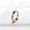 Polished 18k rose gold plated titanium steel ring with roman numerals and diamond inlay - Size 5 / Roman Numerals Hollow Style / Rose Gold