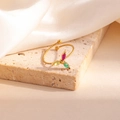 Bague dorée ajustable ornée de pierres marquises étincelantes rouges, vertes et jaunes - Style Trèfle Multicolore