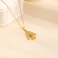 Vintage gold necklace featuring a bird pendant with turquoise stone inlay and fine O-chain - Eagle Turquoise Pendant Necklace (0878)