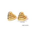 Orecchini a cuore dorati in acciaio inossidabile con texture a coste e design 3D - Stile Cerchio Cuore Ondulato a Costine (EXRGE0331)