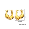 Polished golden stainless steel irregular geometric hoop earrings in 18K finish - Irregular Geometric Style (EXRGE0272) / Gold