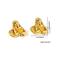 Irregular gold-plated stainless steel earrings with geometric texture measuring 2.5cm size - Irregular Pleated Square Style (EXRGE0363)