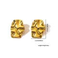 Irregular textured gold hoop earrings in stainless steel, 2.7cm length stylish design - Irregular Crumpled Texture Style (EXRGE0359)