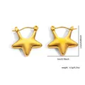 Golden 18K stainless steel star hoop earrings with brushed metal finish and 2cm width - Pentagram Shape (EXRGE0274) / Gold