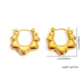 Golden 18K stainless steel star hoop earrings with heart elements and mirror finish - Scalloped Heart Design (EXRGE0276) / Gold