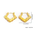 Golden titanium steel twisted geometric star earrings with polished 18K finish - Twisted Rhombus Design (EXRGE0277) / Gold