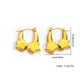 Golden titanium steel double star earrings with 18K gold plating and size measurements - Double Star Design (EXRGE0279) / Gold