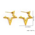 Star-shaped 18K gold plated stainless steel hollow hoop earrings for women - Hollow Pentagram (EXRGE0270) / Gold