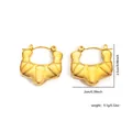 18K gold plated titanium steel hoop earrings with croissant geometric wave texture - Croissant Wave Texture (EXRGE0271) / Gold