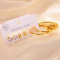 Ensemble de boucles d'oreilles vintage en acier inoxydable doré avec zircon, étoile et marguerite - Ensemble Créoles Étoile Tournesol (TYE0374)