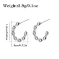 Silver chain-link C-shaped stainless steel earrings with product size measurements - Silver Metal Chain Splicing C-Shape (CBGE0008YS)