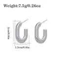 Polished silver stainless steel chunky U-shaped hoop earrings with size specifications - Silver Mirror Polished U-Shape (CBGE0012YS)