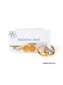 Detailed size specifications for a 3-piece gold stainless steel earring set - Round Gold Style (EXRGE0464)