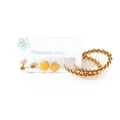Minimalist gold stainless steel earring set with heart, bead, and hoop designs - Heart Beaded Style (EXRGE0451)