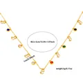 Golden titanium steel necklace with colorful zircon gemstones and hollow cat charms - Cat Color Zirconia Style (N0153)
