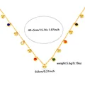 Golden titanium steel necklace with colorful evil eye charms and sparkling zircon crystals - Evil Eye Color Zirconia Style (N0155)