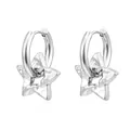 Silver star pendant earrings in polished stainless steel with hammered texture detail - Steel