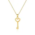 Elegant 18K gold-plated heart-shaped key pendant necklace on a delicate fine link chain - Heart Key Necklace Gold