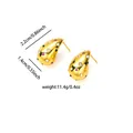 Détail de boucles d'oreilles goutte d'eau avec strass colorés et mesures indiquées - Goutte d'Eau Incrustée de Strass Multicolores (E0695)