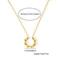 Detail view of vintage gold necklace with dimensions showing 1.7cm pendant and 46cm chain - Geometric Radiant Open Ring Style (TY-112)