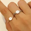 Anello unico a quadrante d'orologio in oro e argento con fascia a catena per donna - Due Anelli Oro Argento