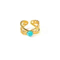 Detail of adjustable gold ring with turquoise stone and interwoven cuban chain design - Sky Blue Gemstone Style (R1474)