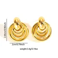 Détails de boucles d'oreilles créoles épaisses plaquées or 18k avec dimensions et poids - Boucles d'oreilles Goutte à Anneaux Superposés Multi-Boucles (TYE0785)