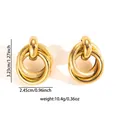 Vue détaillée des boucles d'oreilles dorées triples montrant la taille de 3,23 cm et le poids - Boucles d'oreilles Double Anneau Miroir et Givre (TYE0771)