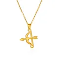 Golden stainless steel necklace featuring a vintage Cupid's arrow pendant on white background - Gold